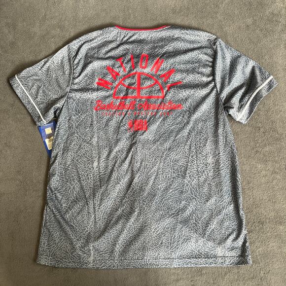 NBA Basketball Jersey Classic Gray Red Short Sleeve Button Front Mens Size Large - Picture 2 of 11